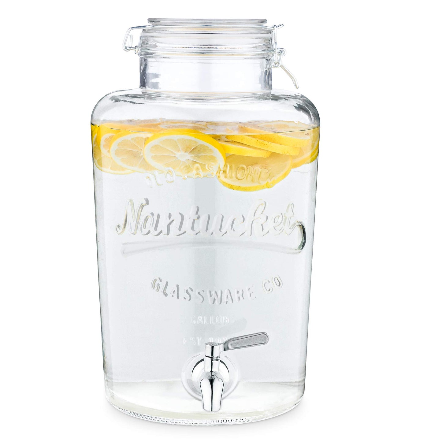 - Navaris Drinks Dispenser with Tap | 8L Glass Drink Jar -