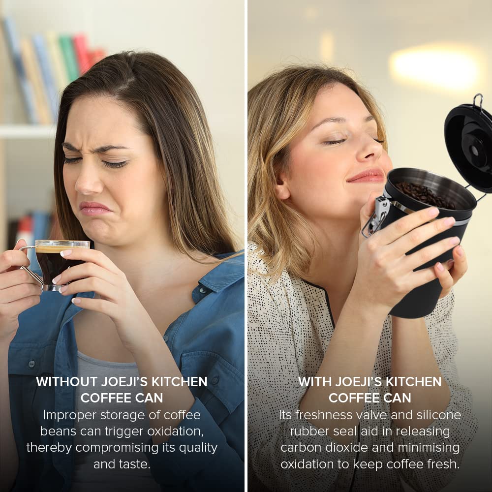 - joeji's Kitchen Coffee Beans Storage Container | Coffee Jar | 1800ml Stainless Steel Coffee Canister -