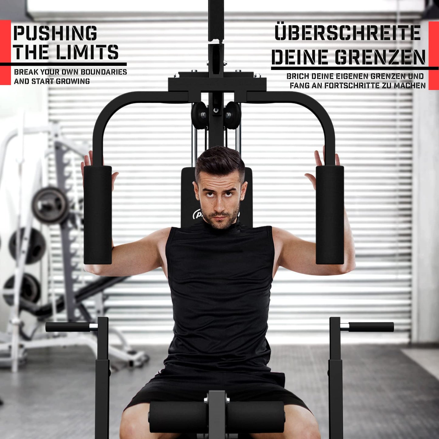 - Physionics® Multi-Gym | 40kg Weight Stack | Lat Pulldown | Leg Extension | Chest Press -