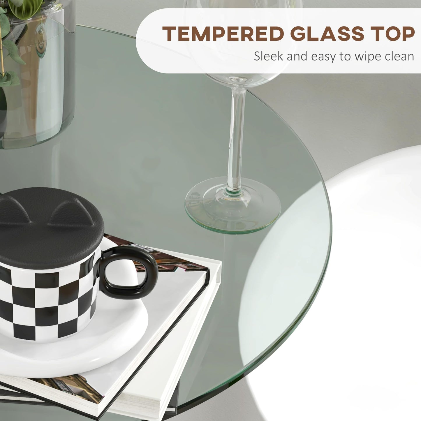 - HOMCOM Round Bar Table | Modern Bistro Table with Tempered Glass Top and Steel Frame -
