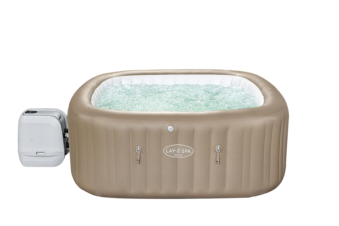 - Lay-Z-Spa Palma Luxury Hot Tub | 8 HydroJet Pro Massage System | Inflatable Spa | LED Lights | Built-In Seats | Foot Massager | Freeze Shield Technology | 5-7 Person -