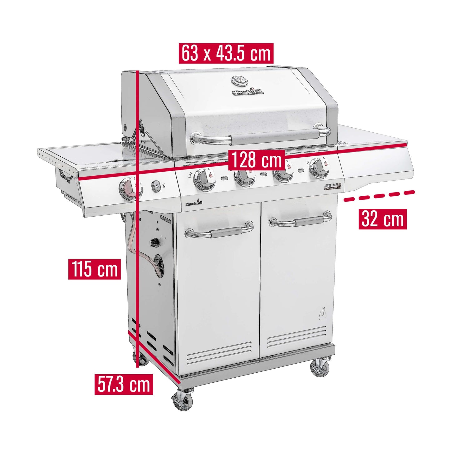 Char-Broil Advantage PRO S 4-4 Burner Gas Barbecue Grill with TRU-Infrared Technology and 900 °C Sear Burner