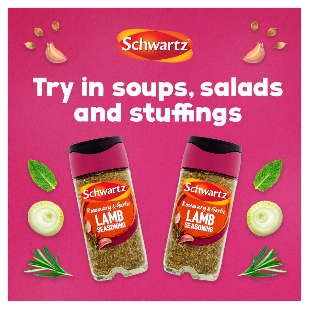 - Schwartz Rosemary and Garlic Lamb Seasoning 38 G | Jar | Pack of 6 | Expertly Blended Mix of Mint, Garlic & Rosemary | Perfect for Lamb, Soups, Salads & Stuffing -