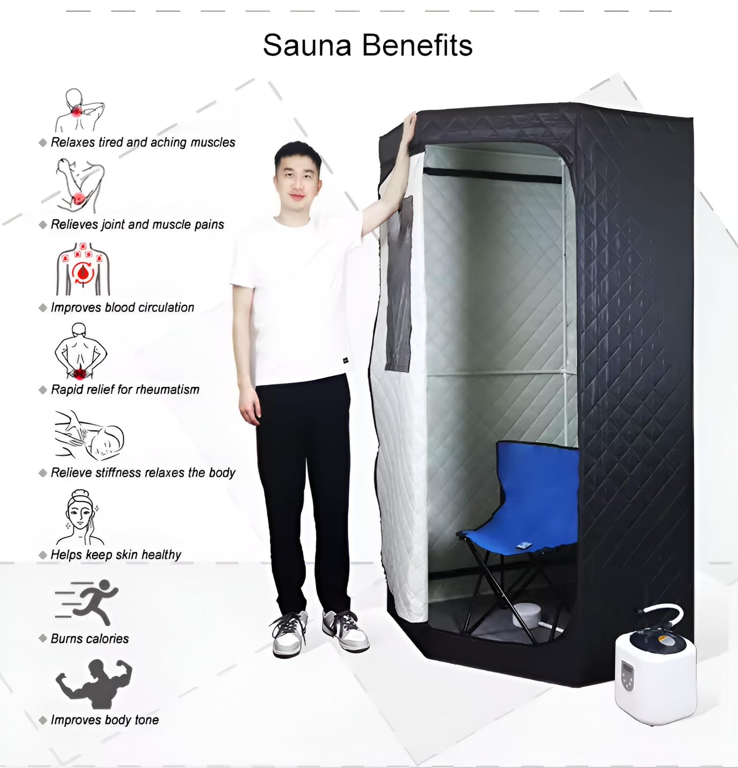 - Portable Full-Body Steam Sauna Kit by Trimzpro | Premium Home Spa Experience Detox & Muscle Therapy System -