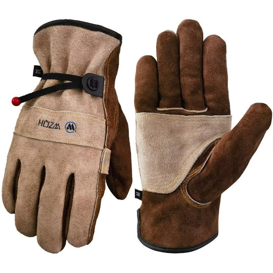 - Leather Work Gloves for Men or Women. Large Glove for Gardening, Coffee-grey L