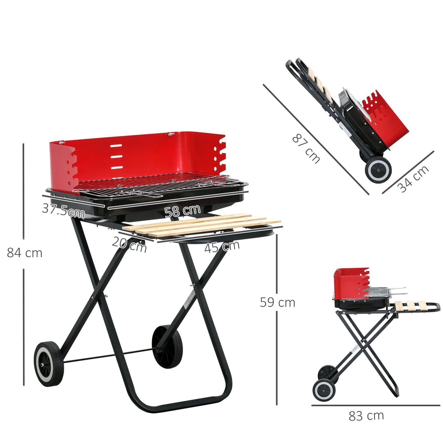 - Outsunny Charcoal Trolley BBQ | Barbecue Grill -