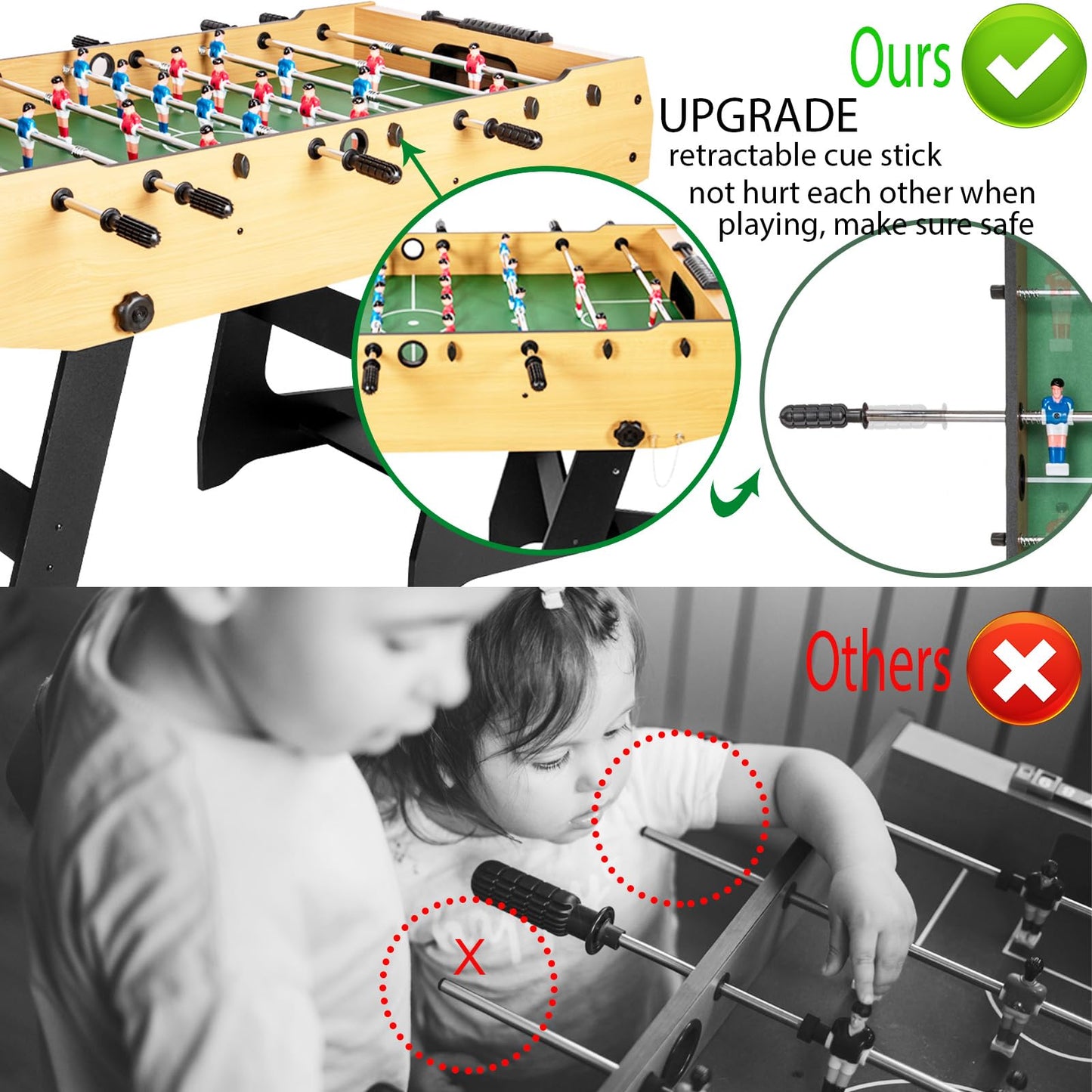- HLC 4FT Folding Football Table | Foosball Soccer Indoor Game Table -