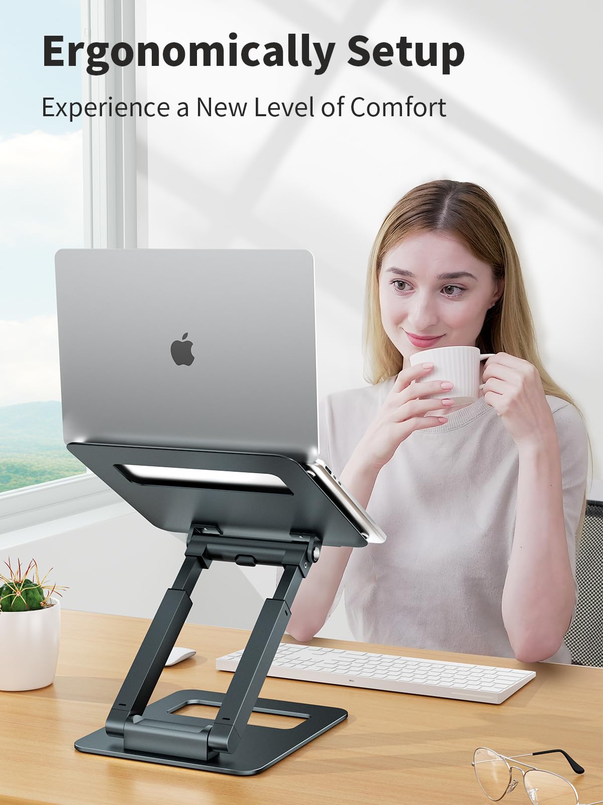 - Laptop Stand For Desk | Adjustable Height | Ergonomic Sit/Stand Computer Stand -