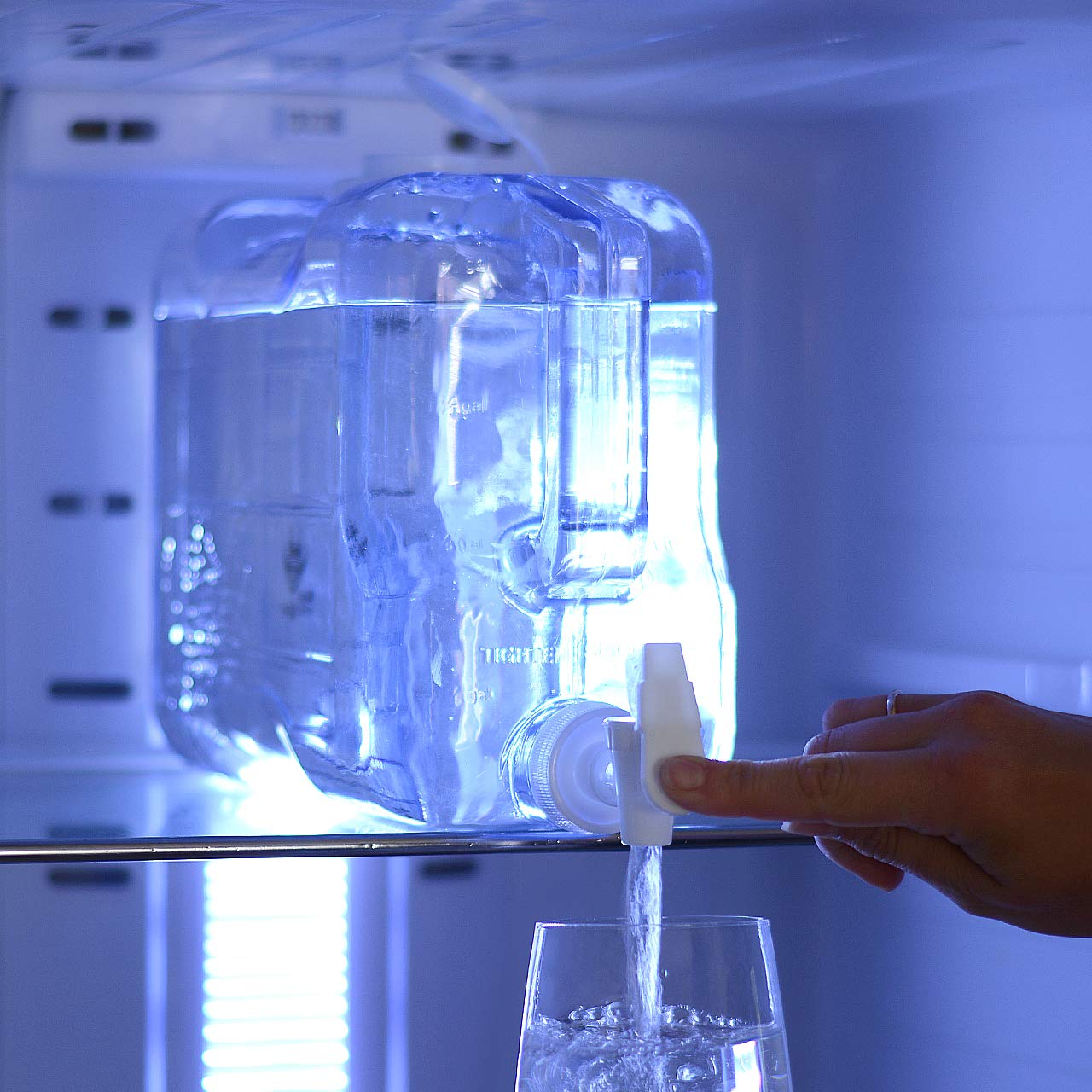 5.5 L Water Container Tap Desktop Dispenser - by Bar Amigos Plastic PETG Fridge Beverage Tank Liquid Drink Refillable Shelf Tap Great for Office Camping Juice Drinks Cocktail Holds 5.5 litres