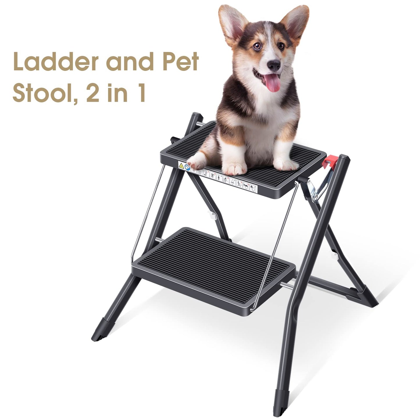- KINGRACK Step Ladder |  2 Step Portable Ladder With Large Platform -