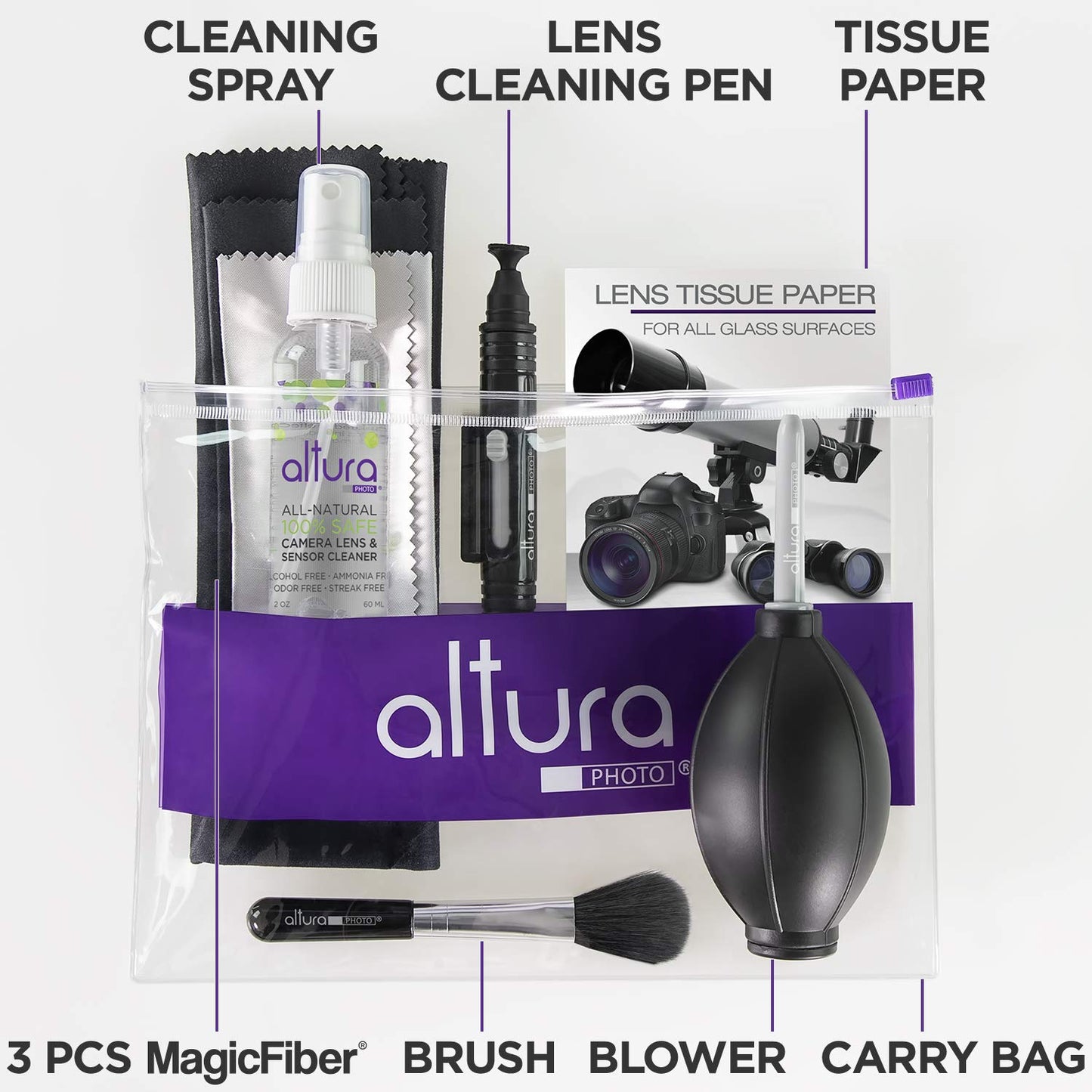 Altura Photo Professional Cleaning Kit for DSLR Cameras and Sensitive Electronics Bundle with Altura Photo 2oz All Natural Cleaning Solution