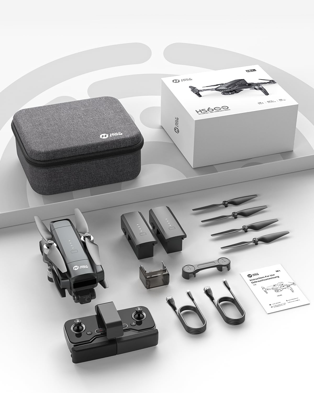 - Holy Stone HS600 2-Axis Gimbal Drones | 4K EIS Camera | 2 Batteries 56-Min Flight Time -