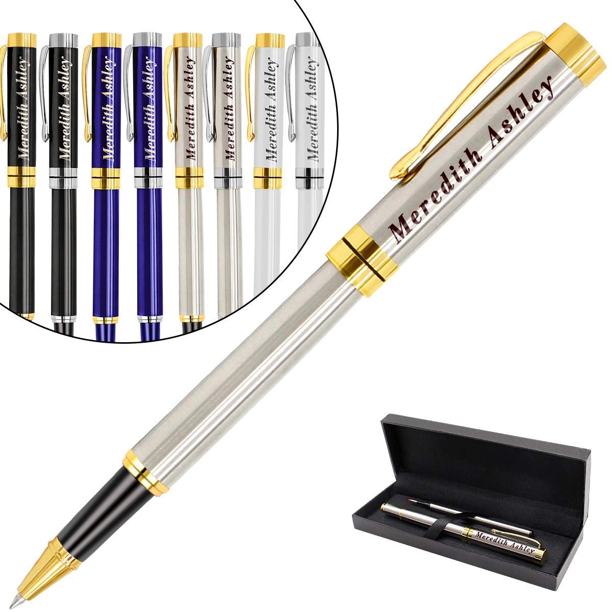 Aolun Engraved Pen Personalised,Personalised Pen with Your Name Or Message,Refillable Medium Refill,Personalised Gifts for Men or Women(Black Ink)