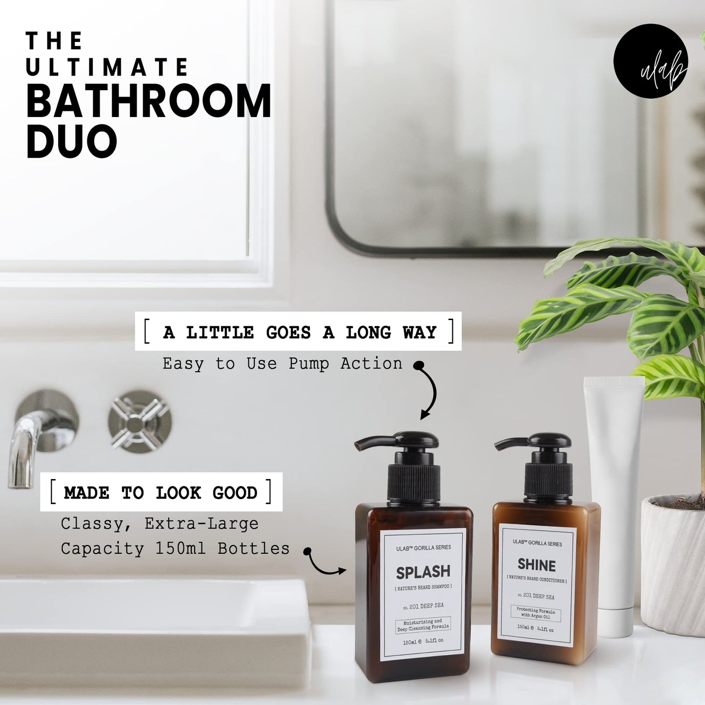 - Splash and Shine Beard Shampoo | Beard Conditioner | Deep Sea Scent Beard Wash and Conditioner for Men (2 x 150ml) -