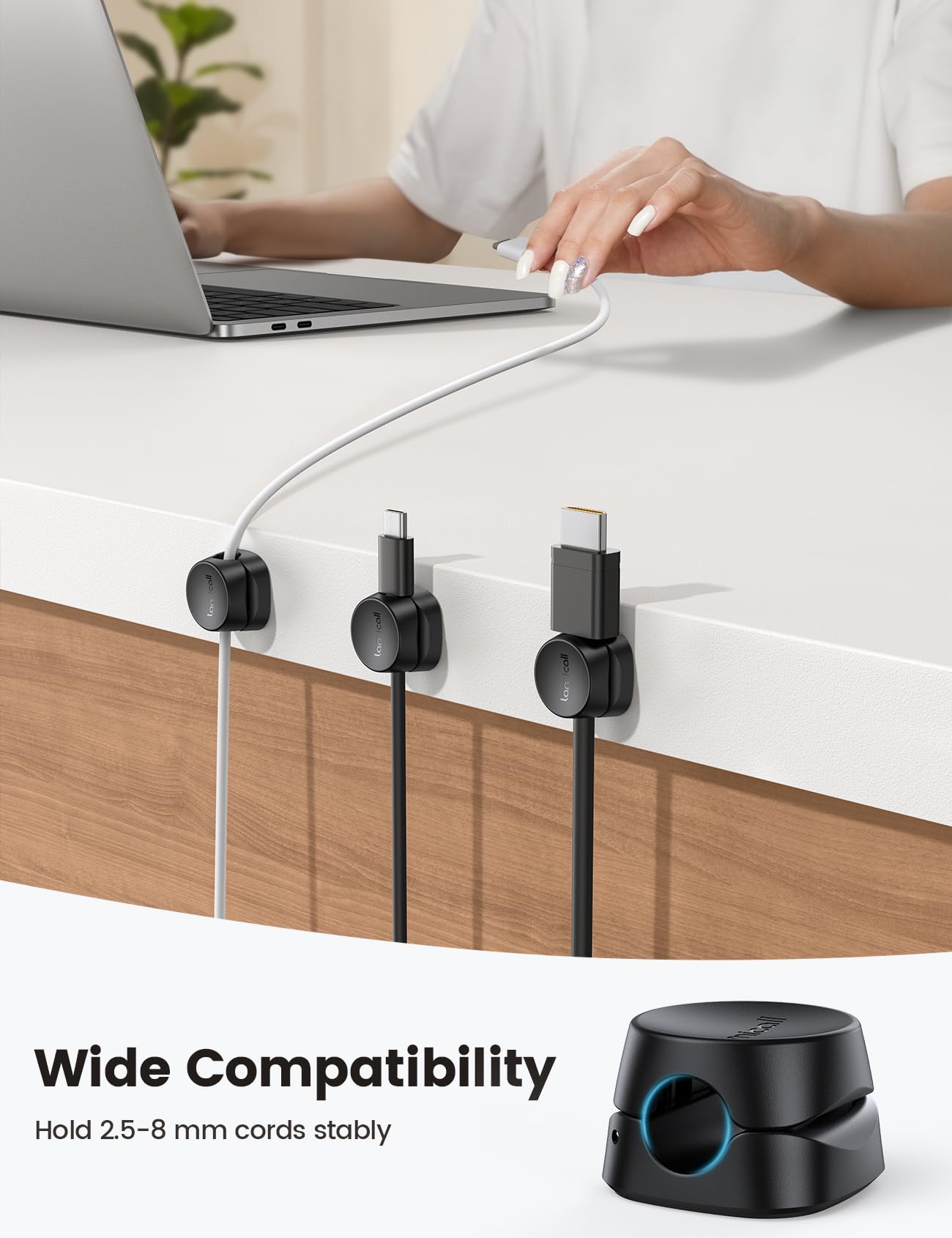 - Lamicall Spring Cable Holder Clips | No-residue Cord Cable Management -