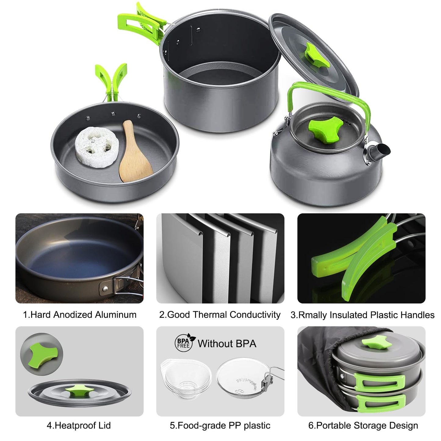 - LAMTOR Camping Cookware Kit | Portable Aluminum Outdoor Camping Cooking Set | Camping Pots and Pans Set -
