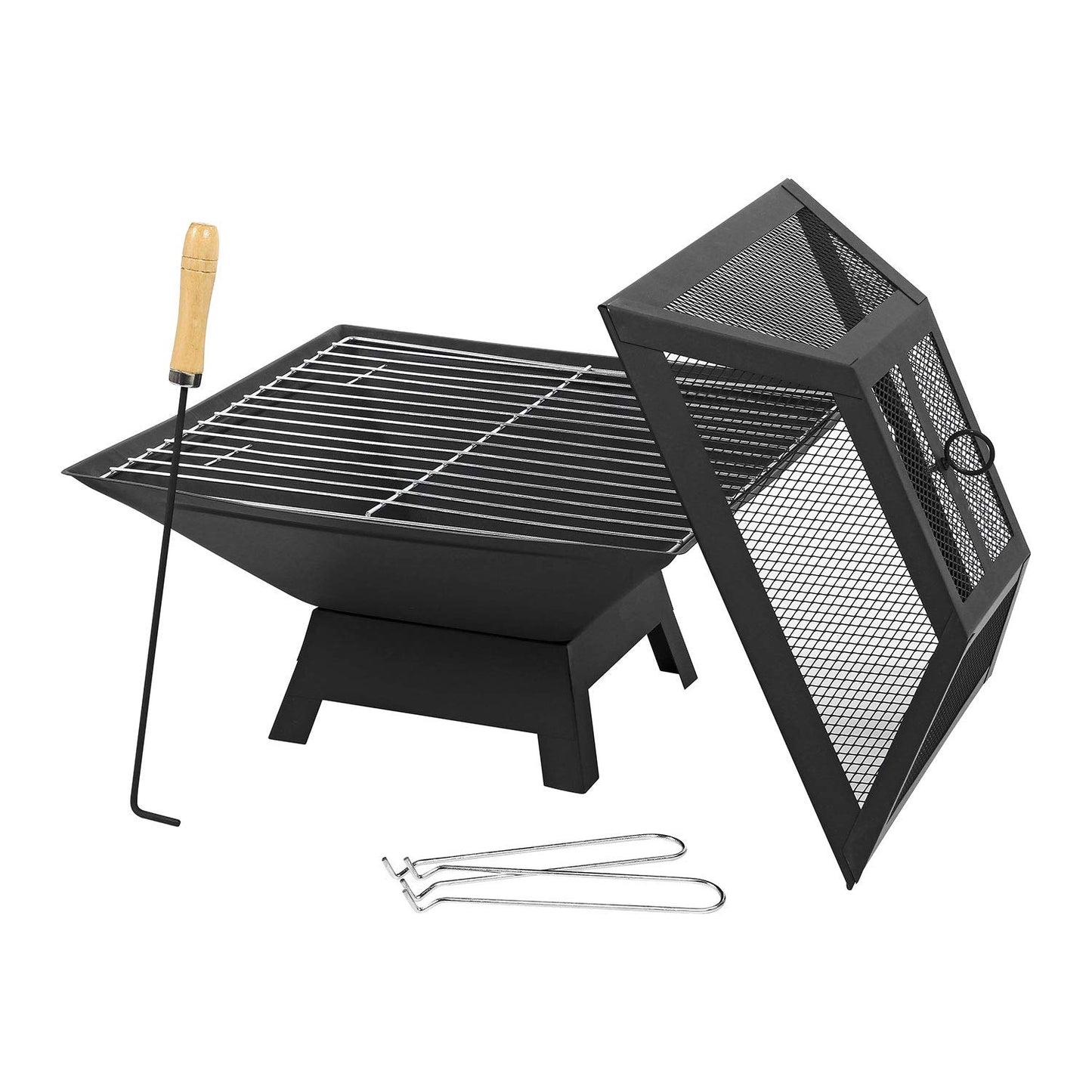 - Parkland Square Fire Pit | BBQ Grill Heater -