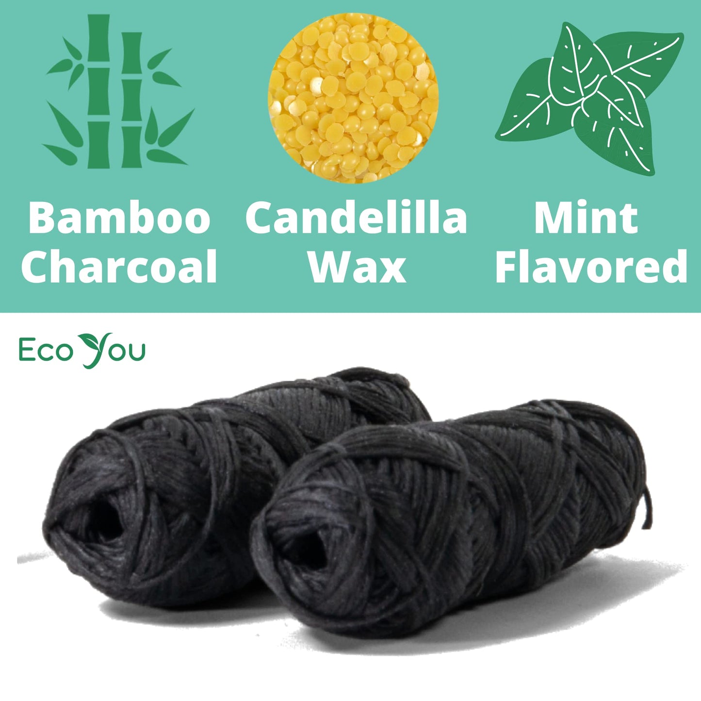 - EcoYou Eco Floss | 2 Charcoal Dental Floss Refills + Dental Floss Holder | Mint & Candelilla Wax -