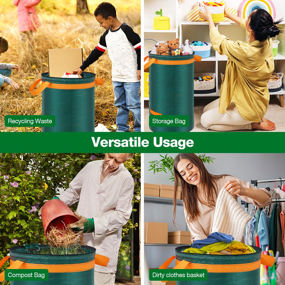 - Eurhomewit 3 Pcs Green Garden Waste Bags 272L -