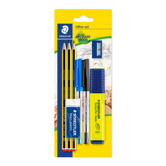 - STAEDTLER 60 BK-4 Noris Office Set |  3 Graphite Pencils | 2 Pens | Highlighter | Eraser & Sharpener -