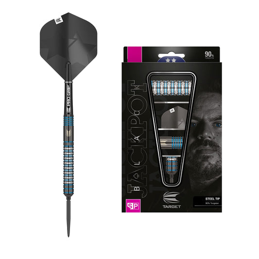 - Target Darts | Adrian Lewis Black Edition 90% Tungsten Swiss Point Set | Black, Blue and Silver | 24G | UK -