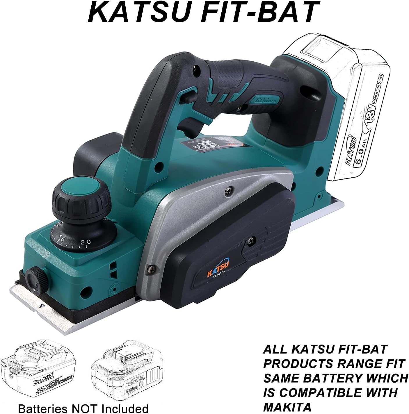 - KATSU Cordless Planer | 21V/18V | Electric Hand Planer with 82mm Width and 2mm Depth -