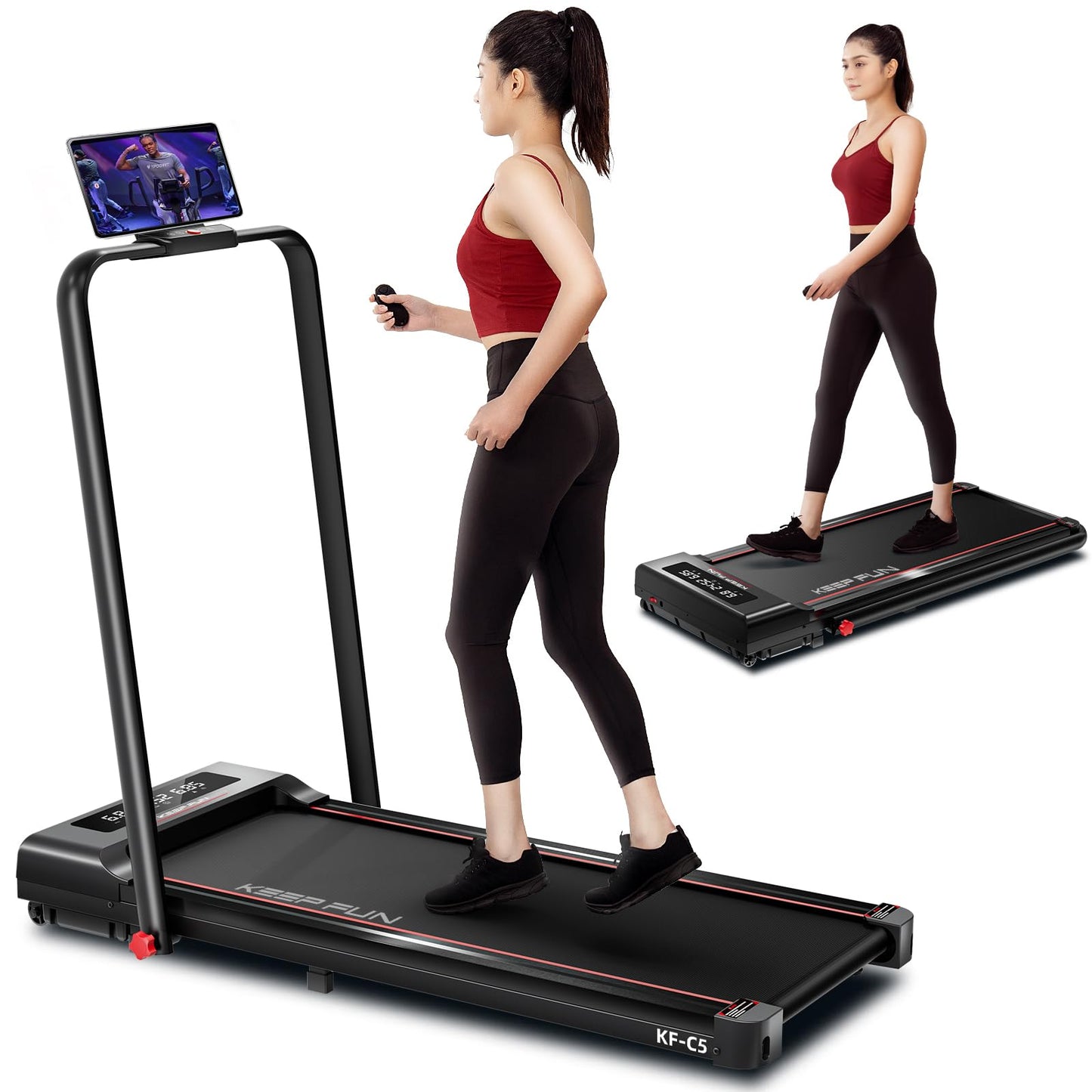 - KEEP FUN Folding Treadmill | 300 lb Capacity | Portable Treadmill 3 in 1 with Remote Control -