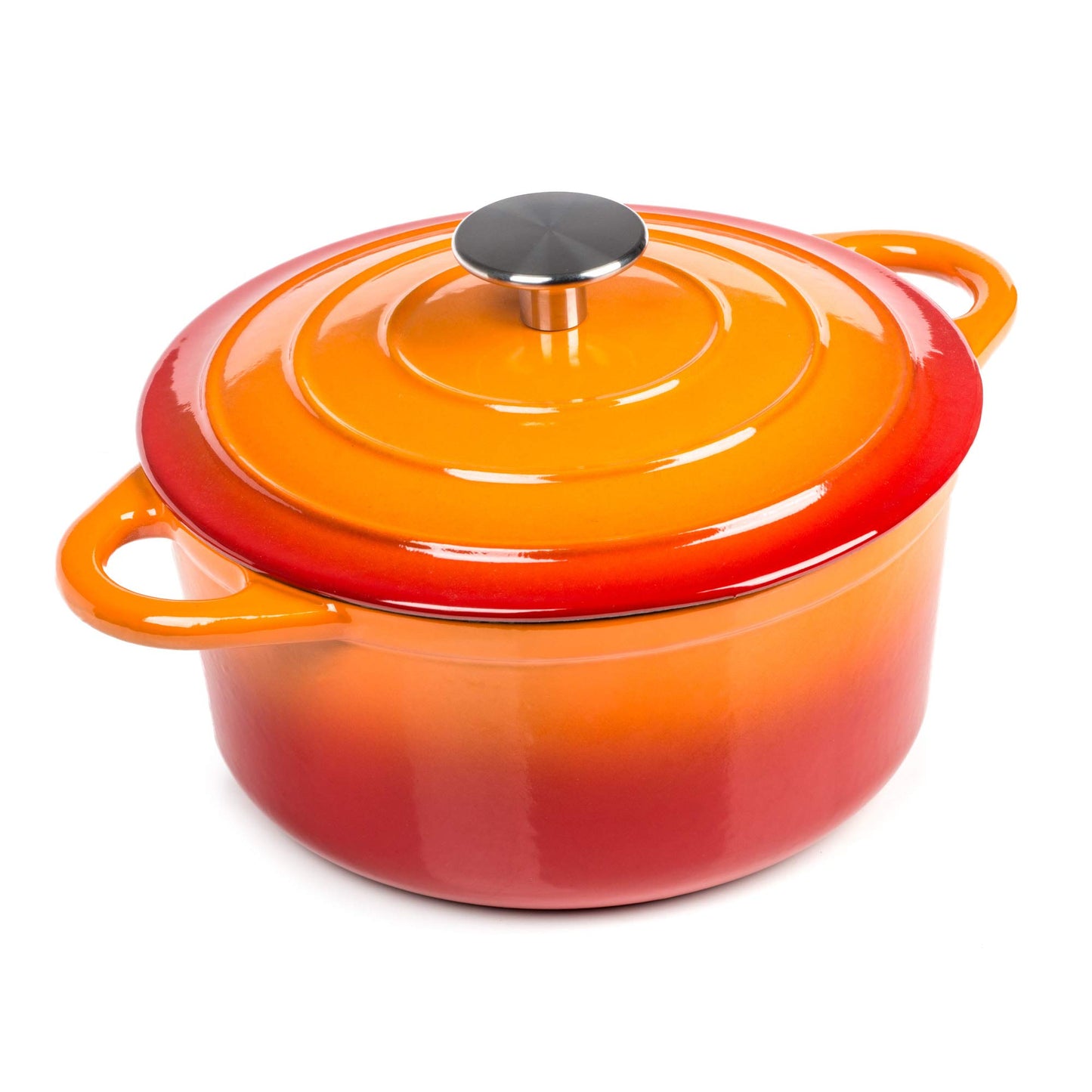 - Round Casserole Dish | Cast Iron Cauldron Induction and Gas Safe Non Stick Dutch Oven Roaster with Lid -