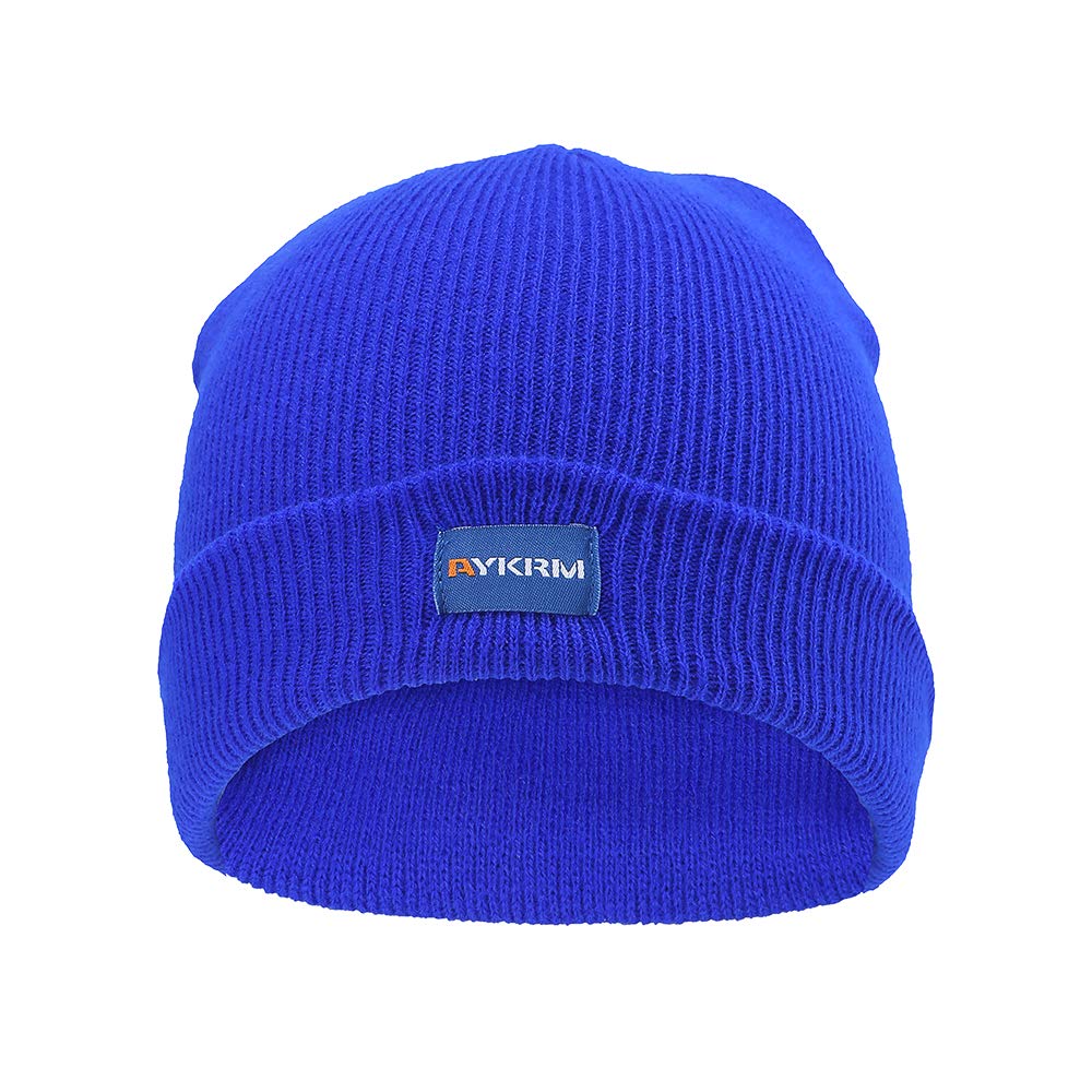AYKRM 9 colors Hi Visibility Hat Beanie Hi-Vis Knitted Winter Hat (sapphire, 55-61cm)