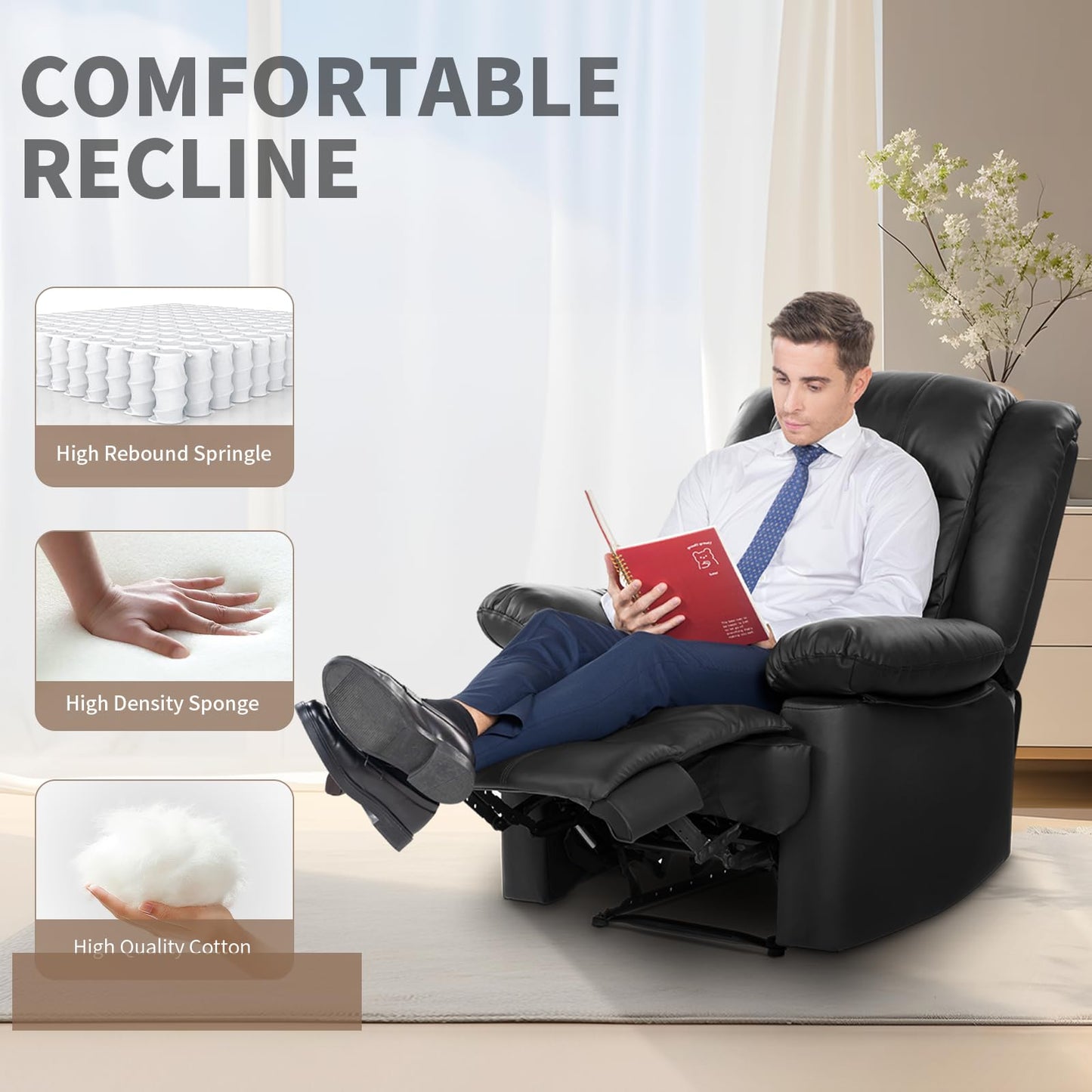 - Hamlody Recliner Armchair | Padded Seat Single Sofa -