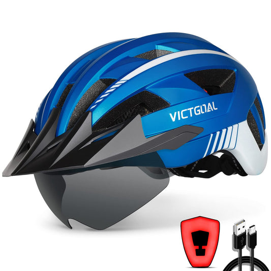 - Victgoal Bike Helmet with USB Rechargeable LED Light Removable -