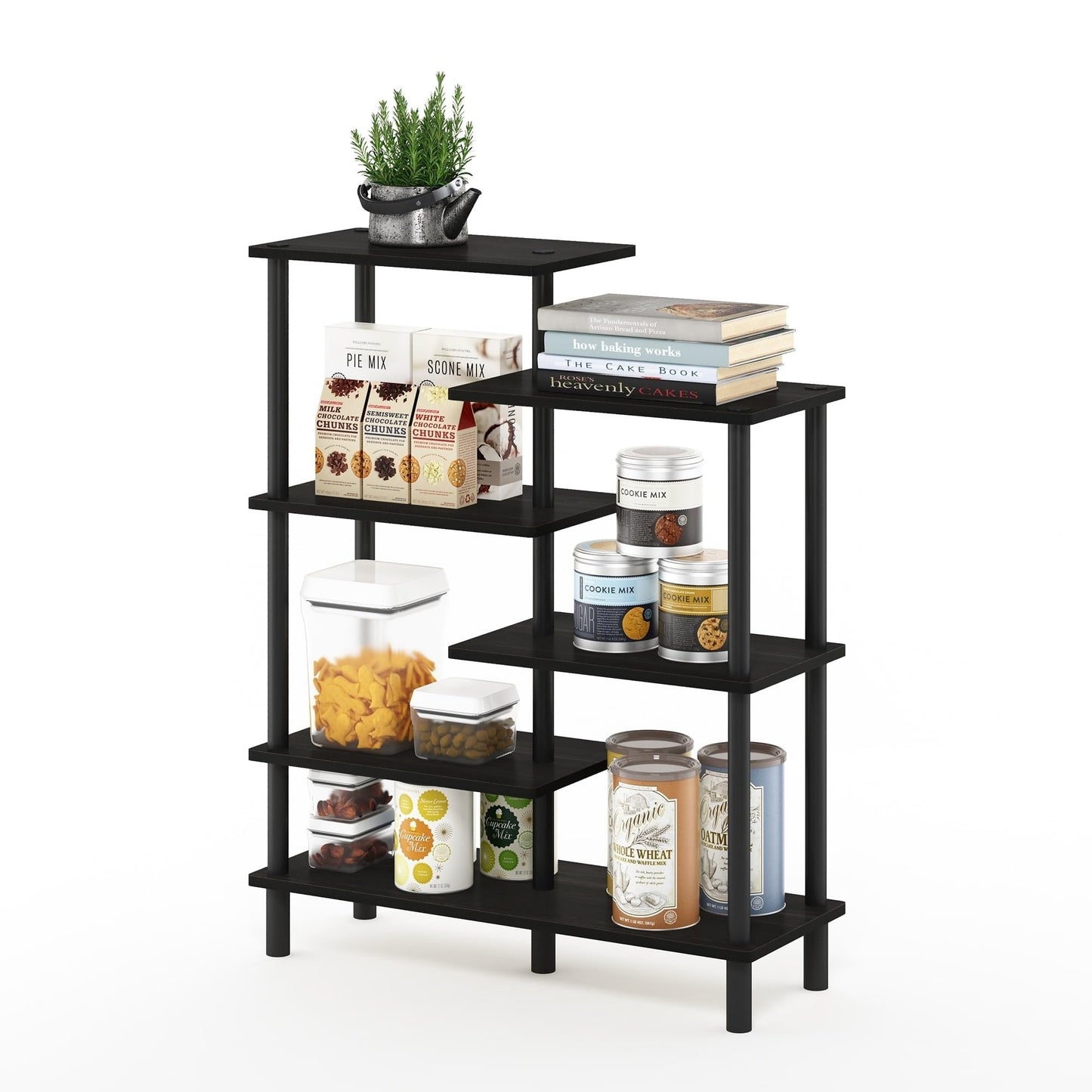 - Furinno Turn-N-Tube 6-Tier Accent Display Rack | Espresso/Black -
