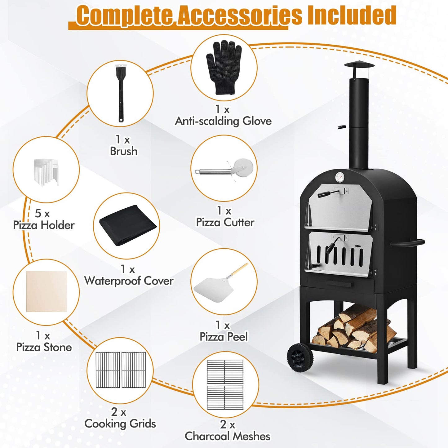 - TANGZON Outdoor Pizza Oven | Wood-fired Pizza Maker | Pizza Stone | Waterproof Cover -