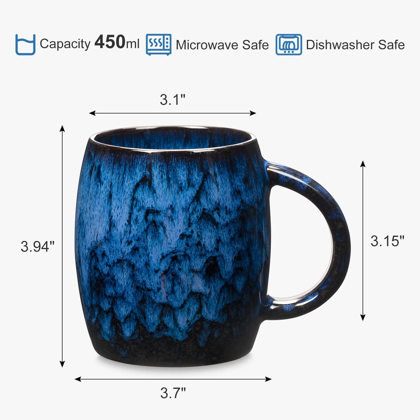 - SECELES 400ml Ceramic Coffee Mug | Large 14Oz | Handmade -