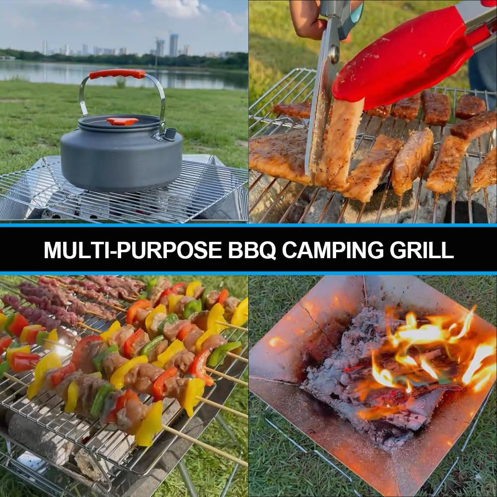 - Portable Charcoal BBQ Grill For Camping | Small Folding Fire Pit -