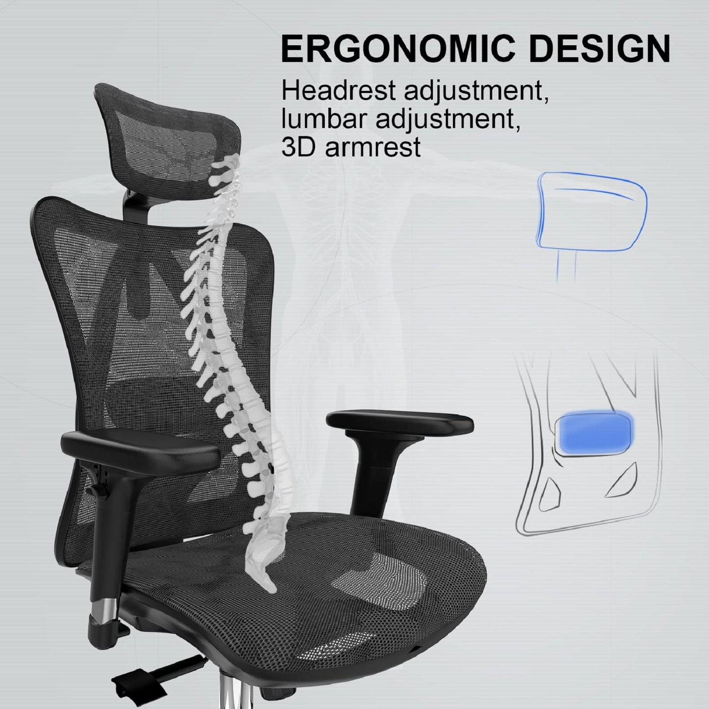 - SIHOO Ergonomic Office Chair | Mesh Desk Chair | Adjustable Lumbar Support -