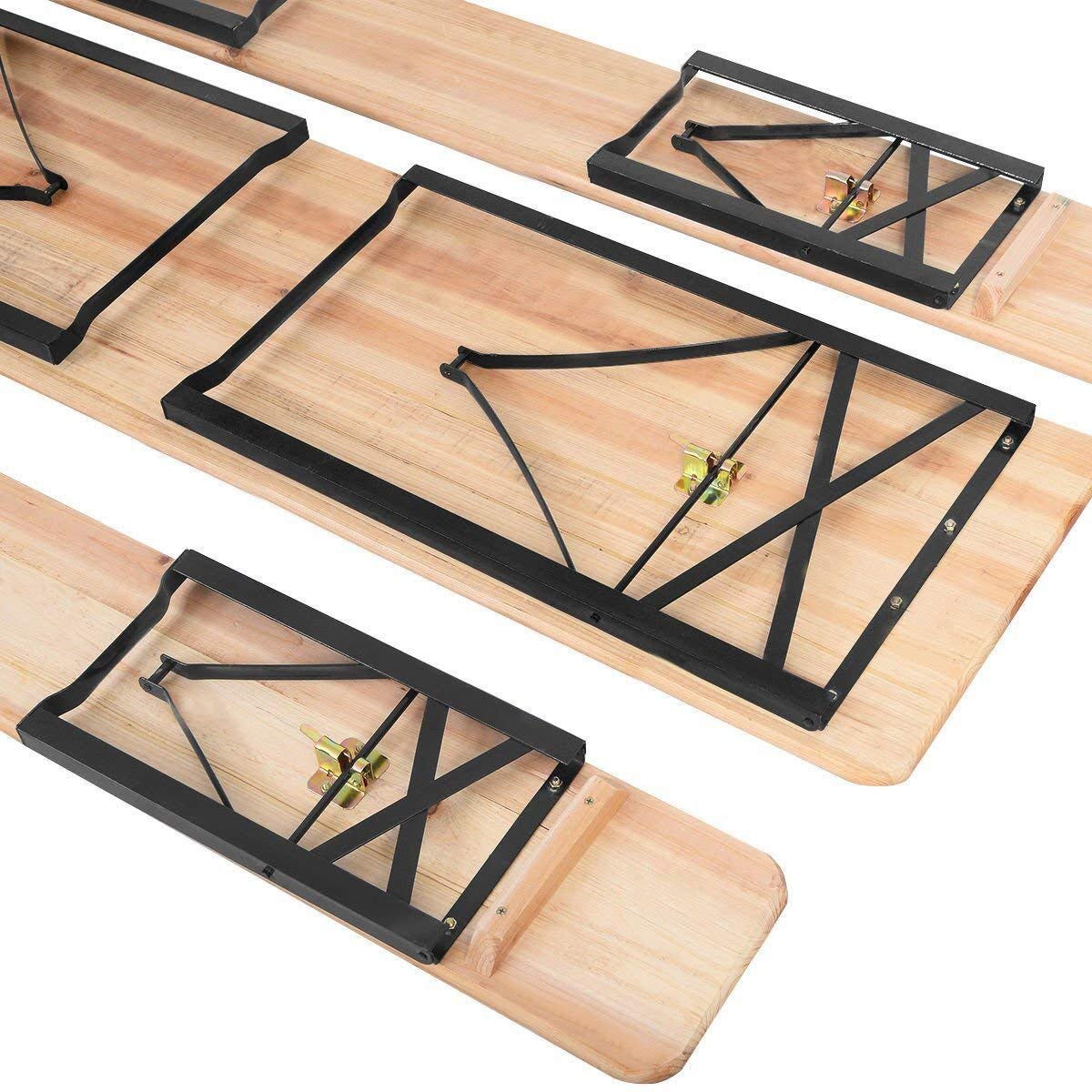 - Large 3 Piece Wooden Folding Picnic Beer Table | Dining Table Set For Camping Or BBQ -