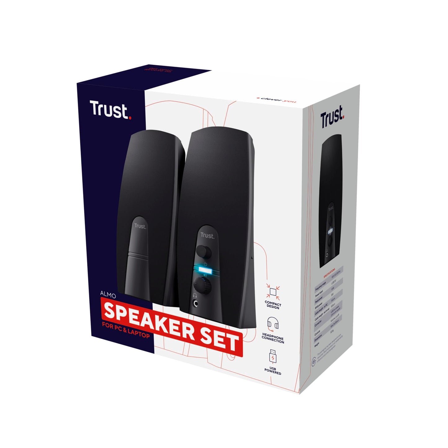 - Trust Almo 2.0 PC Speaker Set | 10 W Peak Power | USB Powered Sound System -