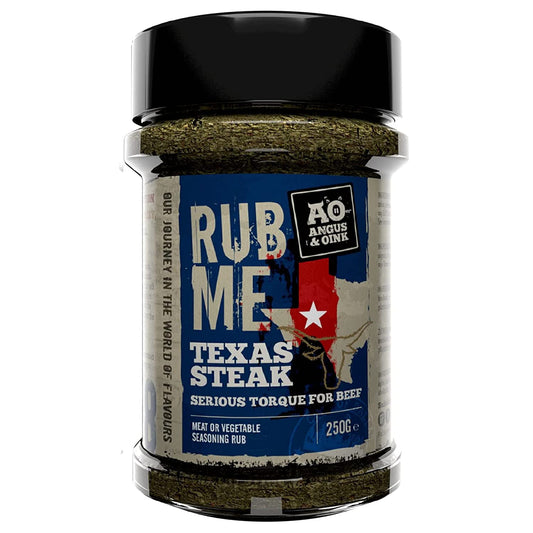 Angus & Oink | Rub Me Texas Steak | BBQ Seasoning | No Preservatives, Thickeners, or Coloring | Great with Steaks | 210g