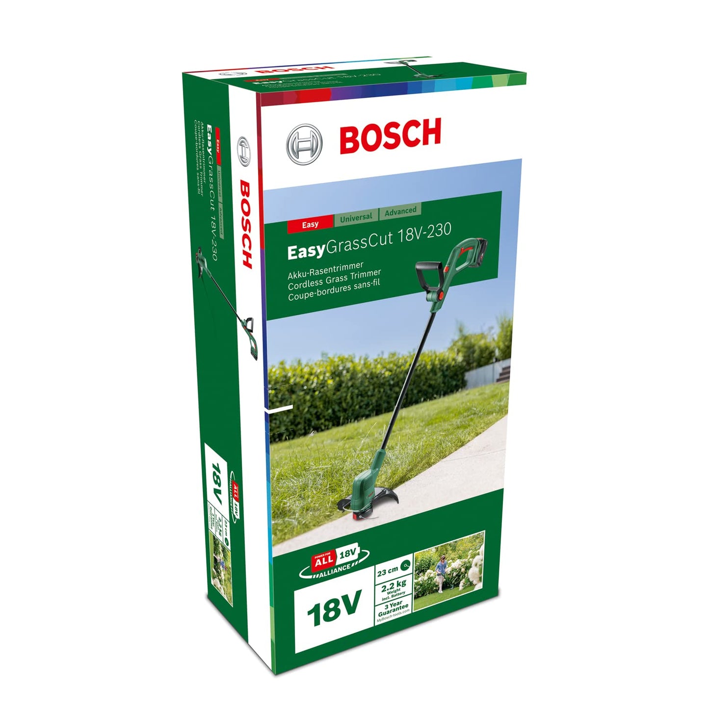 Bosch Cordless Grass Trimmer Easy GrassCut 18V - 230 (1x Battery, 18 Volt System, Cutting Diameter: 23 cm, in Carton Packaging)