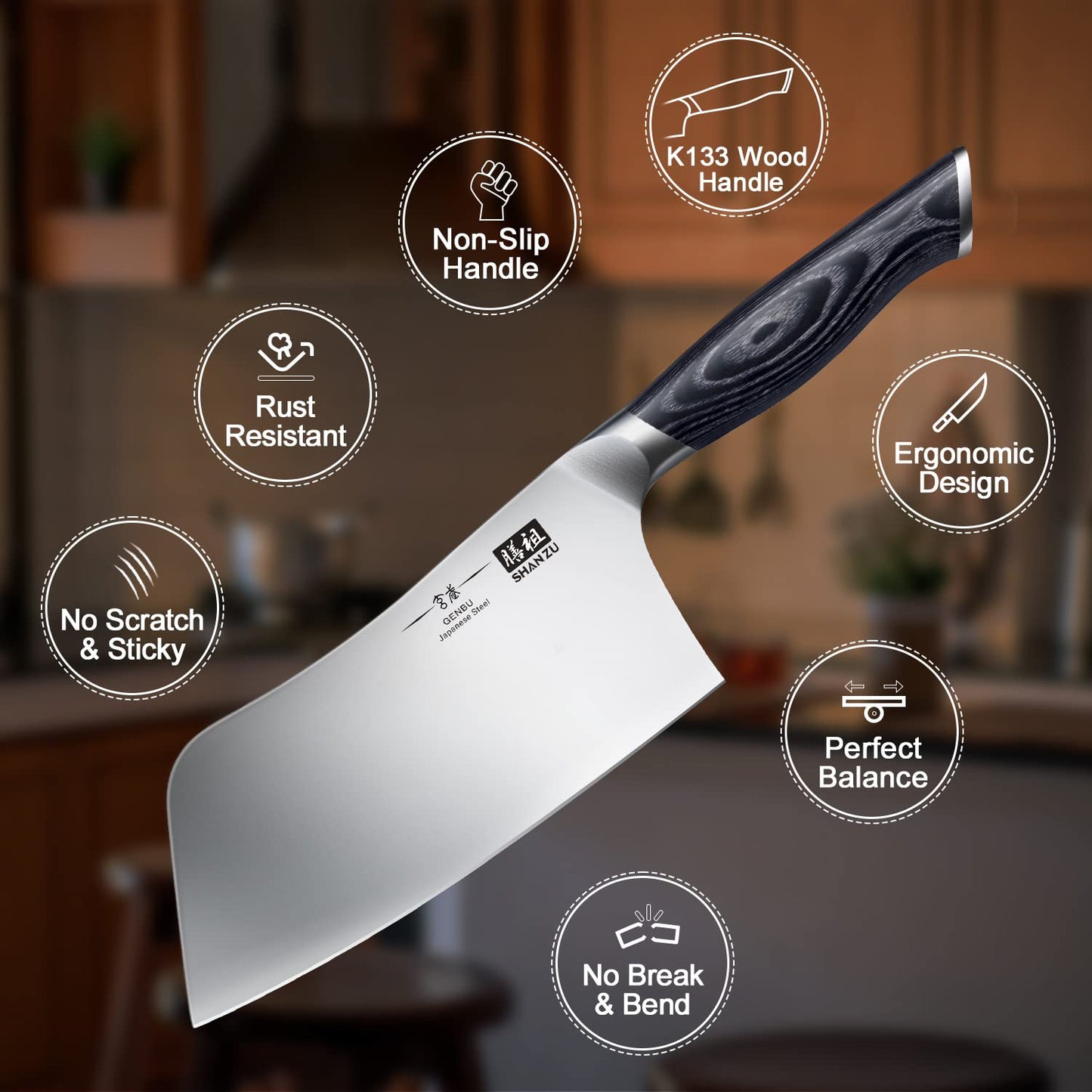 - SHAN ZU Chef Knife | 7 inch | Sharp Meat Cleaver Knife | Vegetable Chopper -