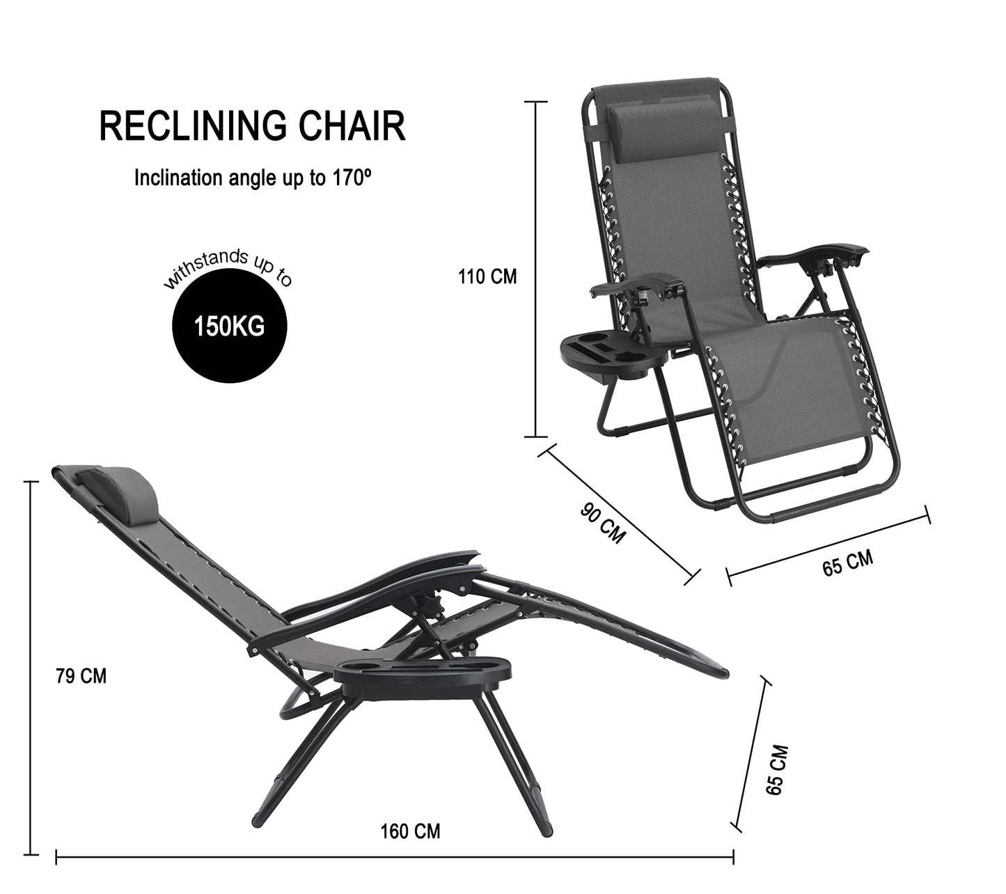 - Straame Garden | Zero Gravity Chair | Set of 2 | Heavy Duty Textoline | Outdoor & Garden Sunloungers -