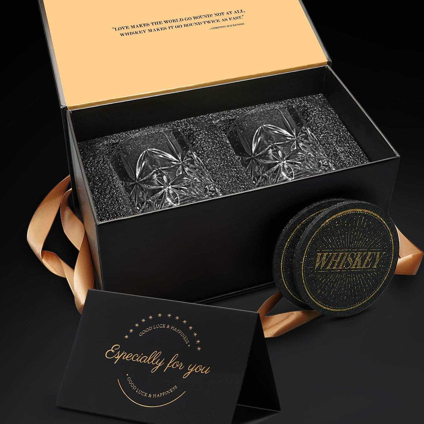 - KAQ Whiskey Glasses | 320ml Whisky Glasses | Set of 2 -