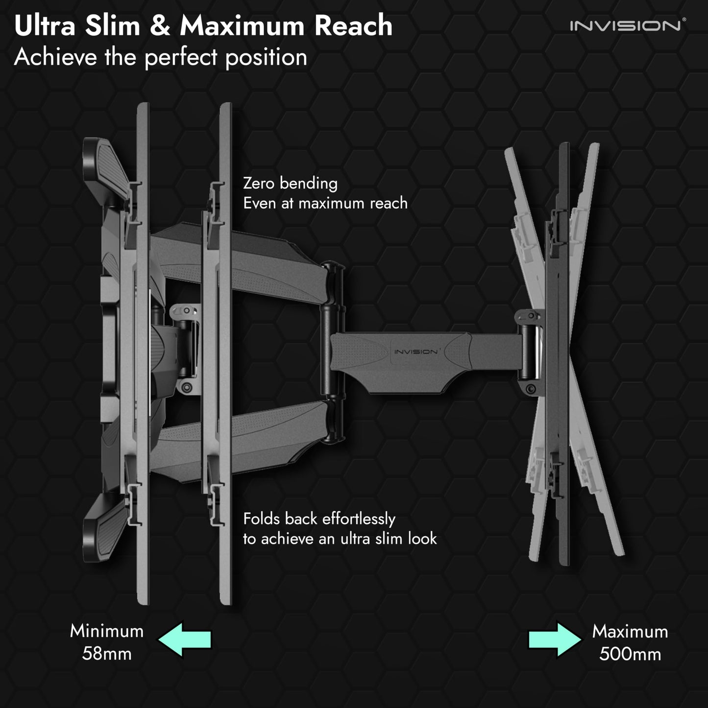 - Invision Ultra Strong TV Wall Bracket Mount Double Arm Tilt & Swivel for 37-75 Inch (94-190.5cm) LED LCD OLED Plasma & Curved Screens -