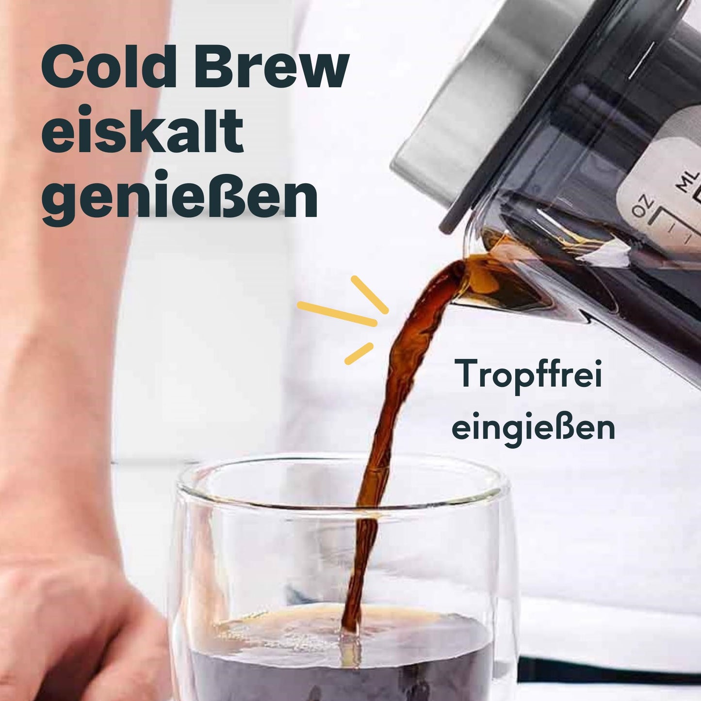 - SILBERTHAL Cold Brew Coffee Maker  | Glass & Stainless Steel | Long Insert For Iced Coffee & Tea -