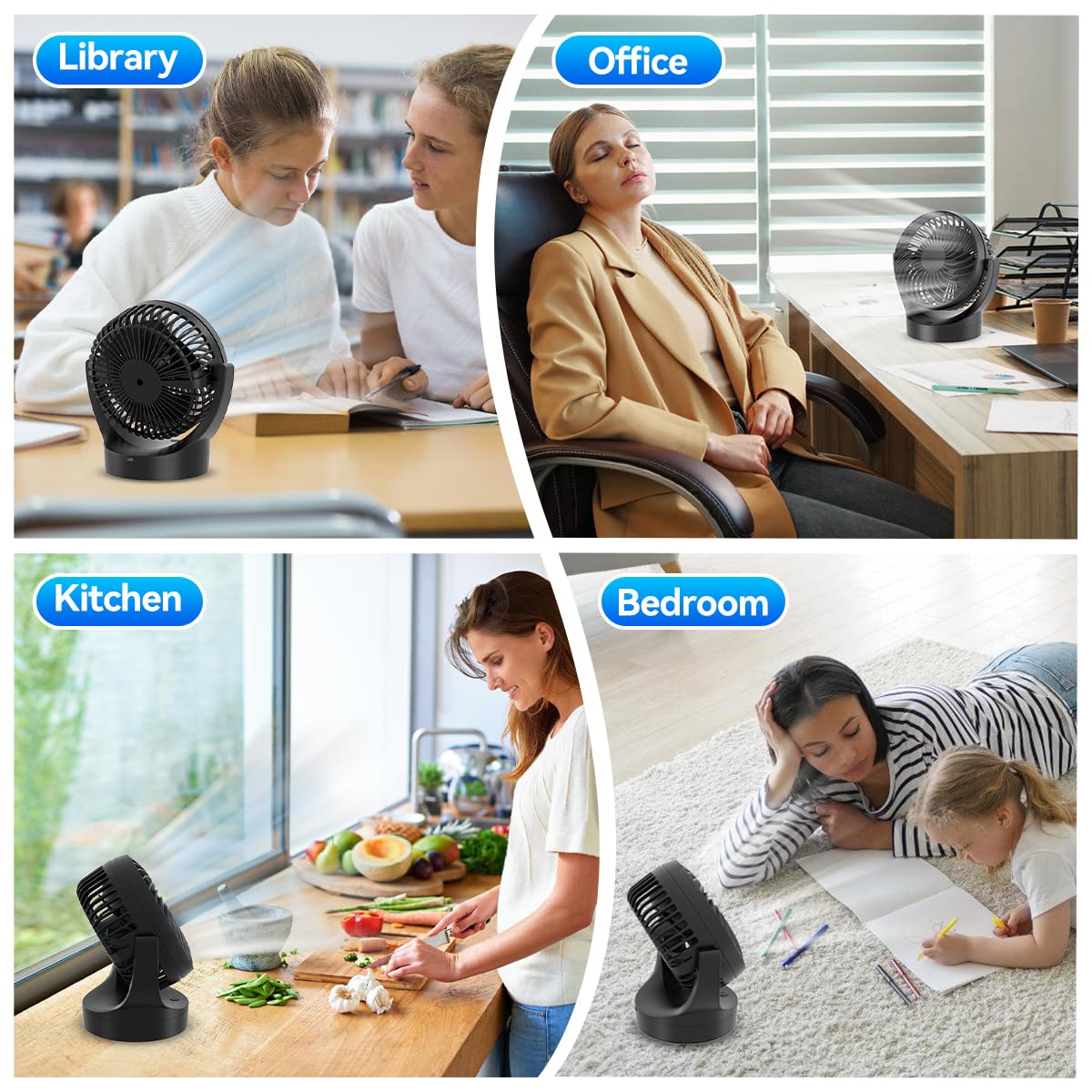 - USB Desk Fan, Mini Table Fan with 5 Speeds -