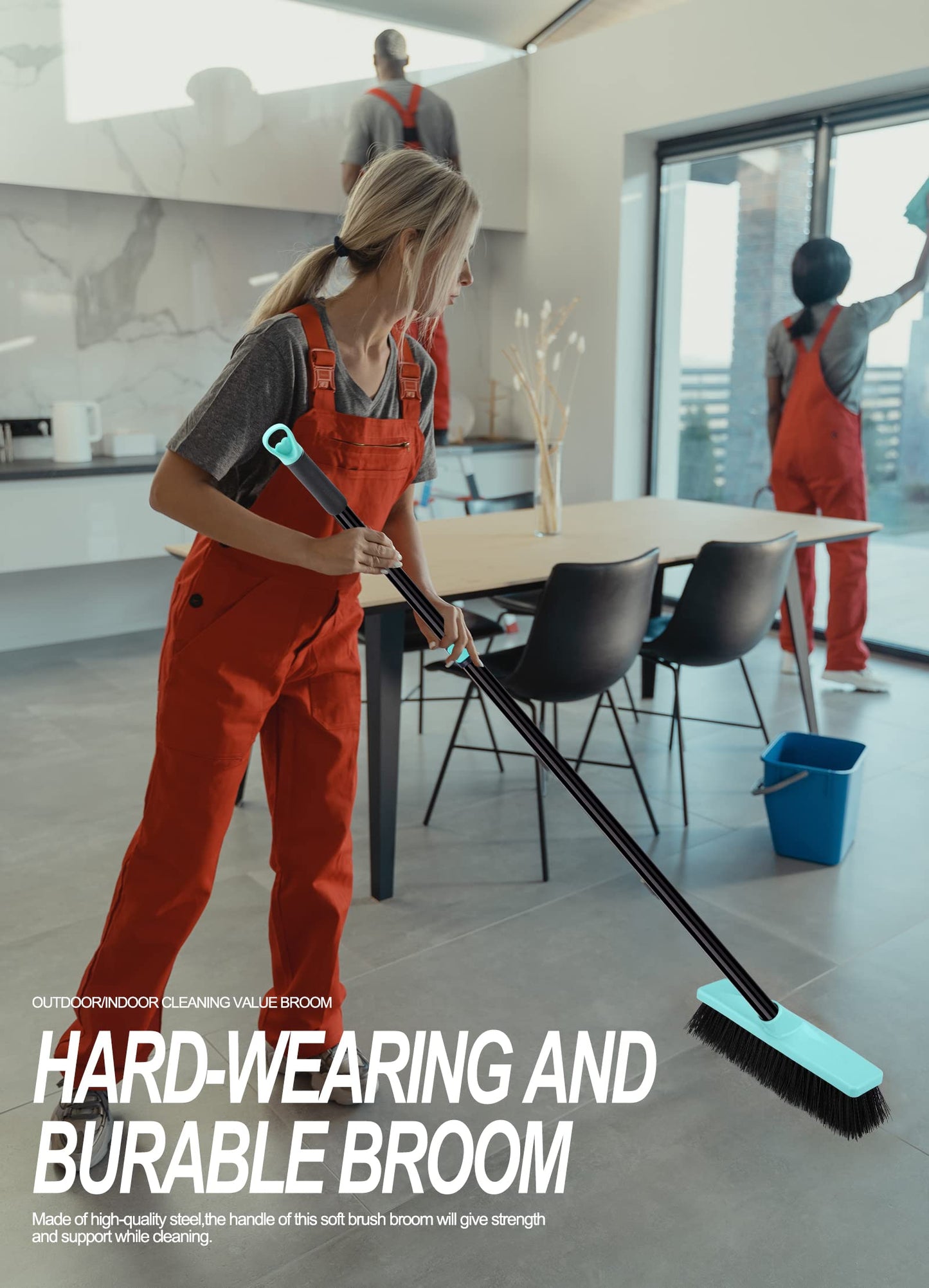 - Yard Brush Telescopic Long Handle with Stiff Bristles Outdoor Broom for Cleaning Scrubbing Driveway Yard Wood Stone Leaves Lawn Garden Broom