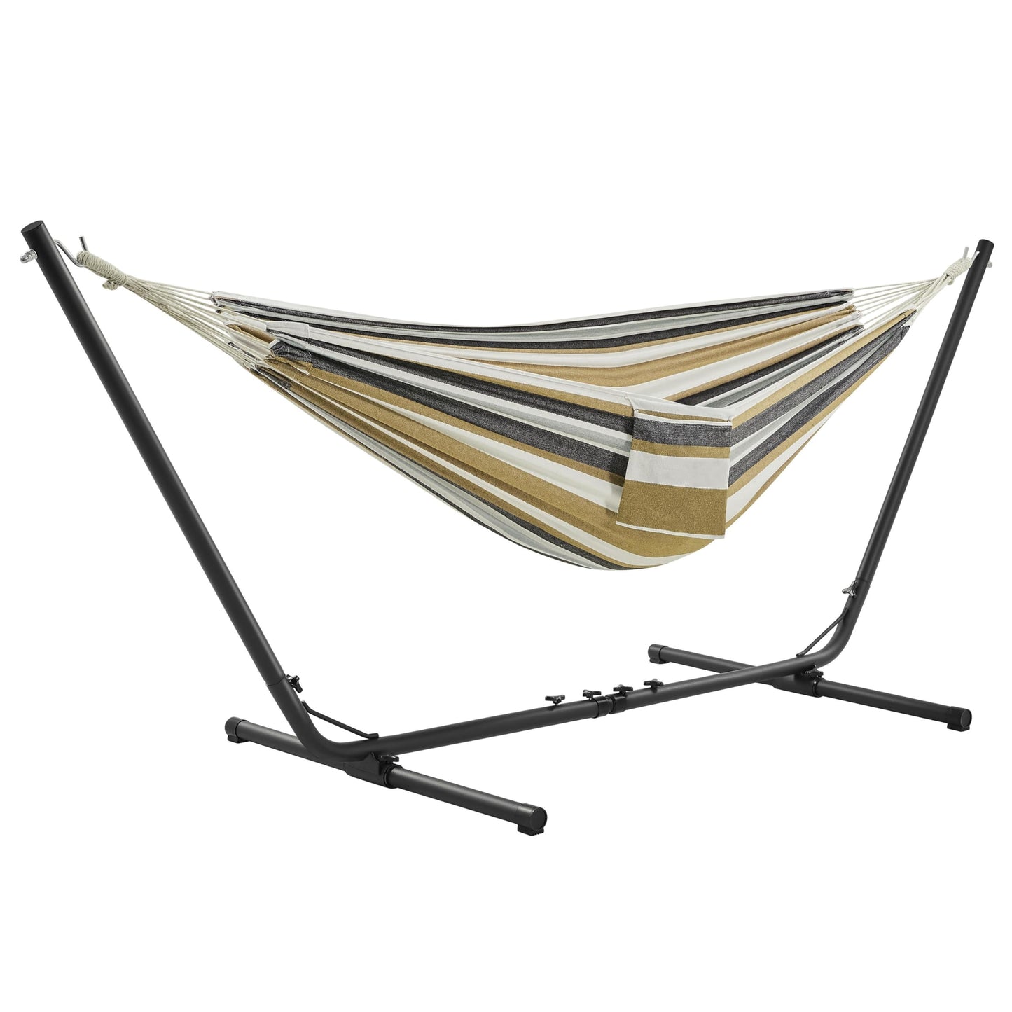- Yaheetech Hammock with Stand Set, 2-seater Cotton Hammock with Adjustable Metal Frame.