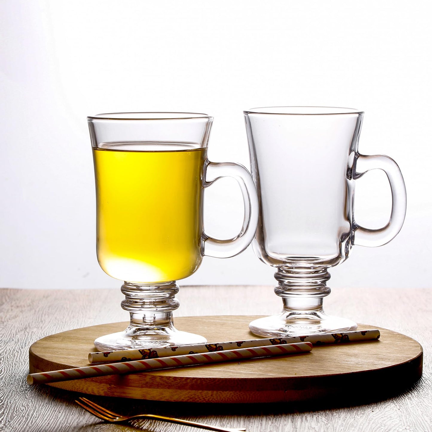 binsakao Irish Coffee Glasses, Latte Glasses Set of 4 Latte Mugs, 230ml Glass Coffee Mugs with Handle, Cappuccino Cups Hot Chocolate Glasses