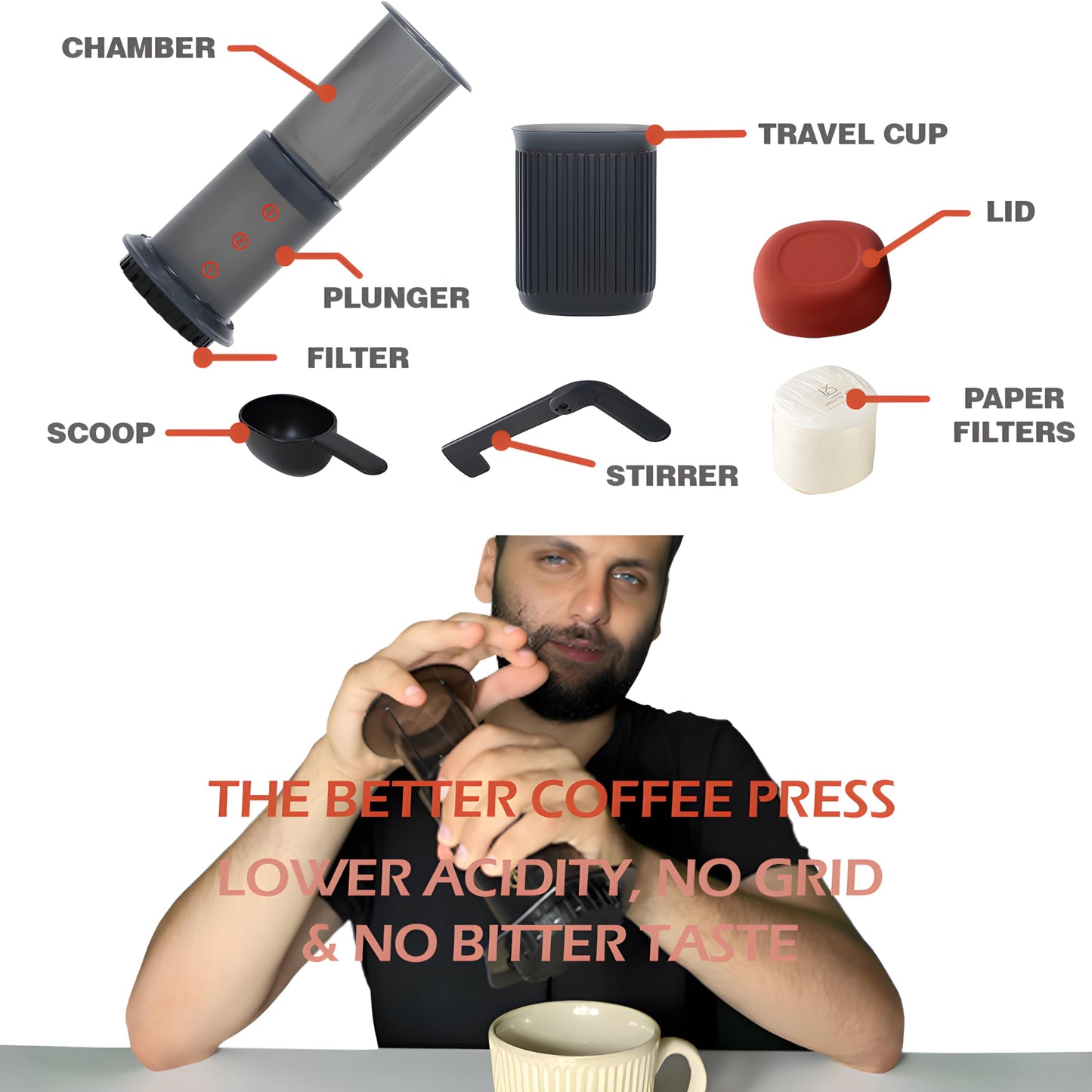 - Portable Travel Coffee Press | Hand Press Coffee Pot Filter | Espresso Coffee Maker -